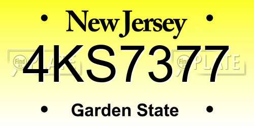 4KS7377 New Jersey License Plate