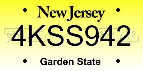 4KSS942 New Jersey License Plate