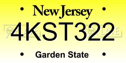 4KST322 New Jersey License Plate