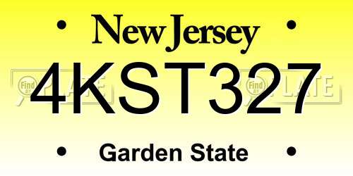 4KST327 New Jersey License Plate