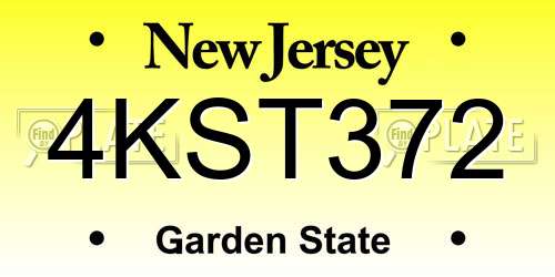 4KST372 New Jersey License Plate