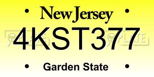 4KST377 New Jersey License Plate