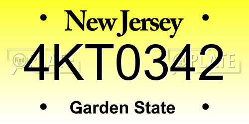 4KT0342 New Jersey License Plate