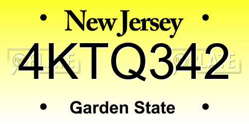 4KTQ342 New Jersey License Plate
