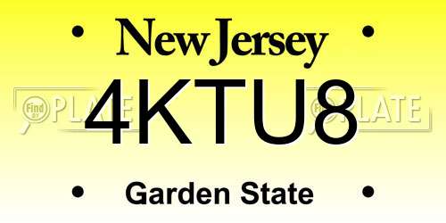 4KTU8 New Jersey License Plate