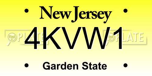 4KVW1 New Jersey License Plate