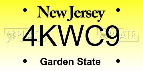 4KWC9 New Jersey License Plate