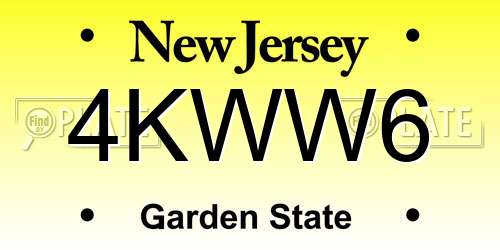 4KWW6 New Jersey License Plate