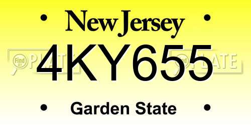 4KY655 New Jersey License Plate