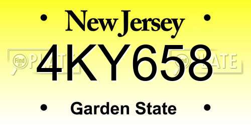 4KY658 New Jersey License Plate