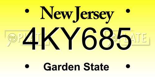 4KY685 New Jersey License Plate