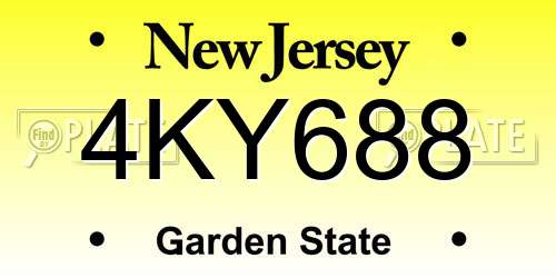 4KY688 New Jersey License Plate