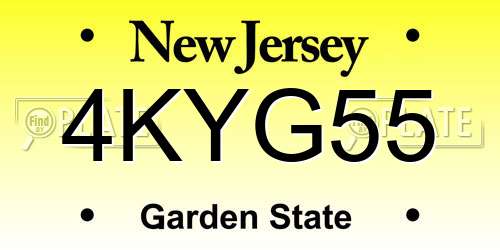 4KYG55 New Jersey License Plate