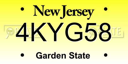 4KYG58 New Jersey License Plate