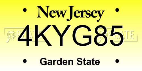 4KYG85 New Jersey License Plate