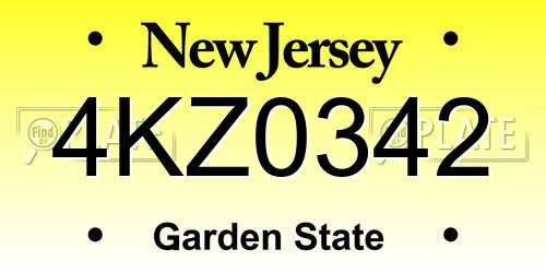 4KZ0342 New Jersey License Plate