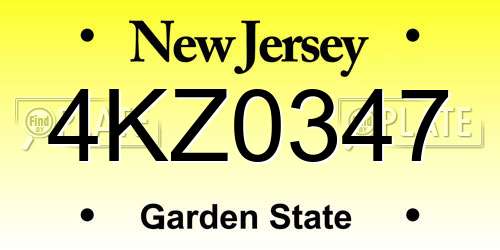 4KZ0347 New Jersey License Plate