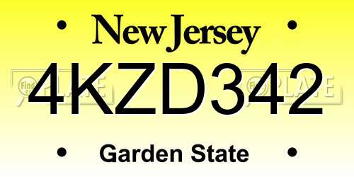 4KZD342 New Jersey License Plate