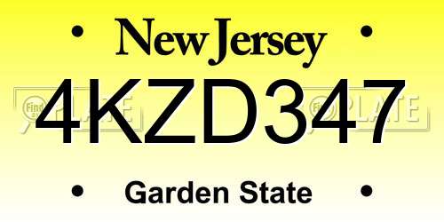 4KZD347 New Jersey License Plate