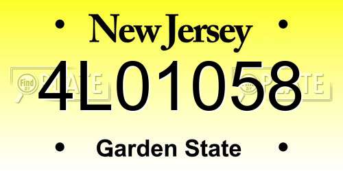 4L01058 New Jersey License Plate