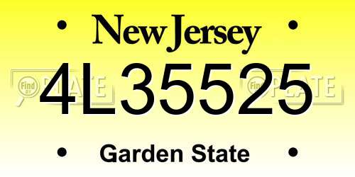 4L35525 New Jersey License Plate