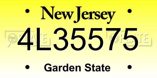 4L35575 New Jersey License Plate