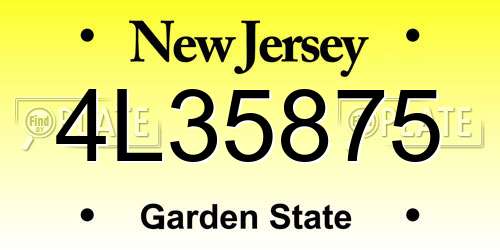 4L35875 New Jersey License Plate
