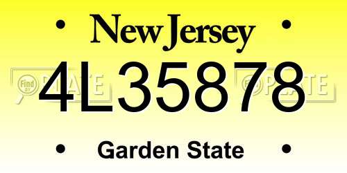4L35878 New Jersey License Plate