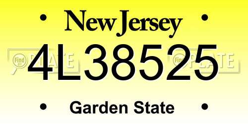 4L38525 New Jersey License Plate