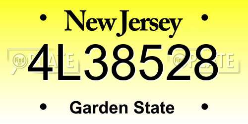 4L38528 New Jersey License Plate