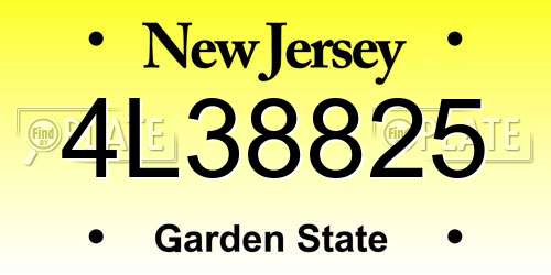 4L38825 New Jersey License Plate