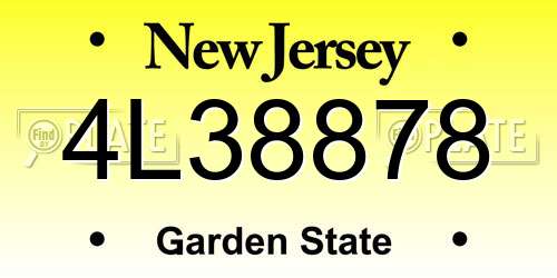 4L38878 New Jersey License Plate