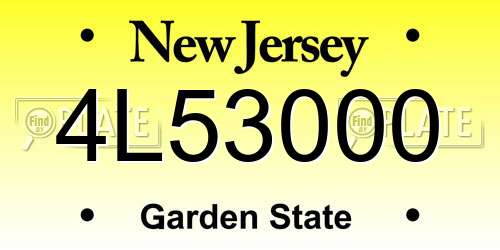 4L53000 New Jersey License Plate