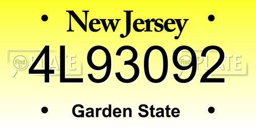 4L93092 New Jersey License Plate