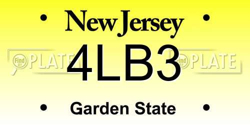 4LB3 New Jersey License Plate