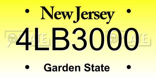 4LB3000 New Jersey License Plate