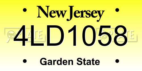 4LD1058 New Jersey License Plate