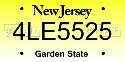 4LE5525 New Jersey License Plate