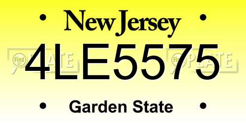 4LE5575 New Jersey License Plate