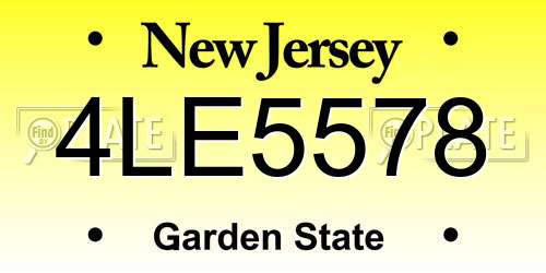 4LE5578 New Jersey License Plate