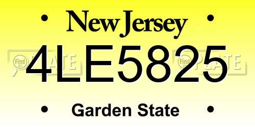 4LE5825 New Jersey License Plate