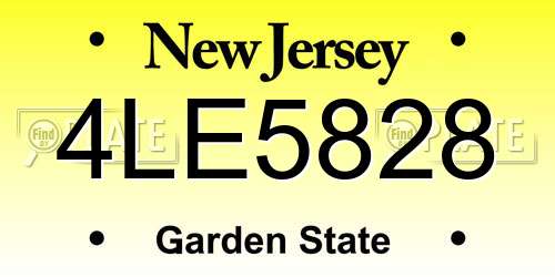 4LE5828 New Jersey License Plate