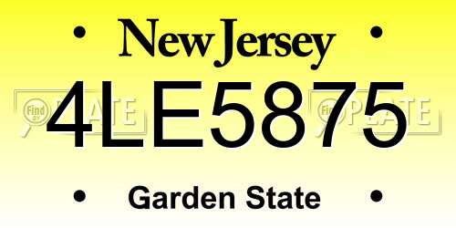 4LE5875 New Jersey License Plate