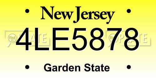 4LE5878 New Jersey License Plate