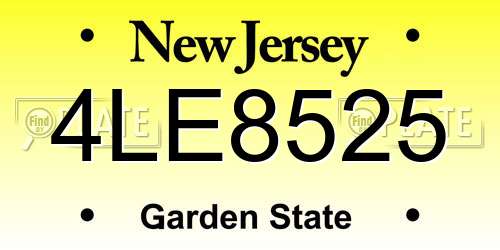 4LE8525 New Jersey License Plate