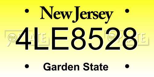 4LE8528 New Jersey License Plate