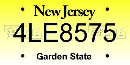 4LE8575 New Jersey License Plate