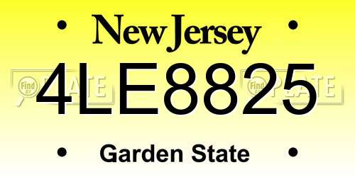 4LE8825 New Jersey License Plate