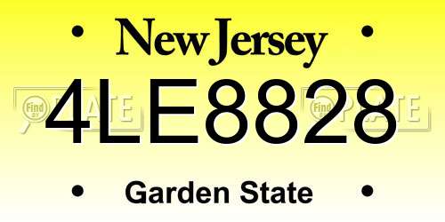 4LE8828 New Jersey License Plate