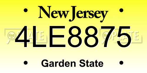 4LE8875 New Jersey License Plate